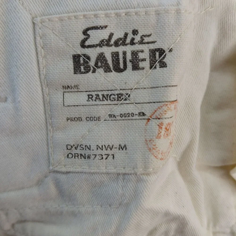 Eddie Bauer Ranger Jean Men 34x32 Beige Double Knee Canvas Heavyweight Work Pant
